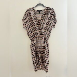 BCBG Silk Mini Dress Size XS Colorful Print Slit Parfait Watercolor